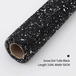 Black snow point mesh wrap for flower bouquets, 50cm x 3.6m roll for florist floral decor
