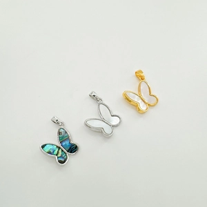 18k gold plated butterfly pendants with abalone and mother of pearl for DIY jewelry