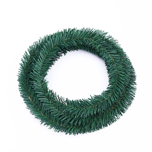 Green 5.5m Christmas tinsel garland with dense artificial pine needles for holiday decor