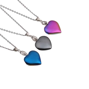 Collier Pendentif Coeur Avec Chaîne En Acier Inoxydable Et Pierre Hématite Bijoux Mode Pour Femmes Et Hommes