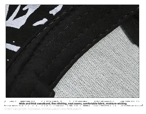 Détail du bandeau noir épais et de la doublure en maille blanche respirante de la casquette