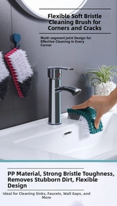 Macro detail of flexible PP cleaning brush with multi-joint design for curved tile surfaces