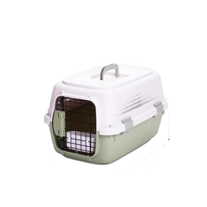 Caisse de transport bicolore pour chats et chiens avec porte métallique robuste