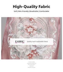 Close-up of pink floral jacquard fabric with elegant embroidery and vintage patterns