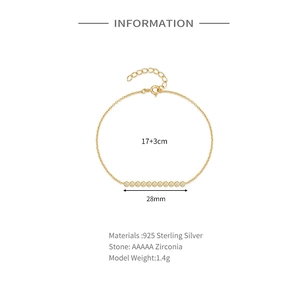 Detailed view of 925 silver bracelet with 12 AAAAA zircons and 3cm extension chain