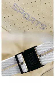 Detail of adjustable strap and quick-dry mesh fabric on this breathable sports cap