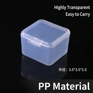 Mini Transparent Plastic Storage Box Square Flip Lid Organizer For Jewelry Earrings Earplugs Beads Portable PP Case