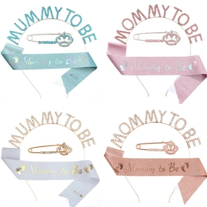 Mommy to Be party set with rhinestone headband and glitter sash in four colors