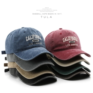 Vintage Washed Cotton Baseball Cap California Letter Embroidery Sun Protection Outdoor Adjustable Unisex Duck Tongue Hat