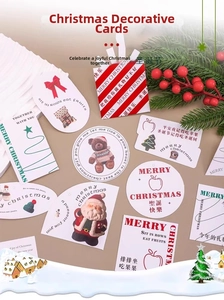 Detailed set of Christmas gift tags with festive Santa, teddy bear, and pine tree patterns