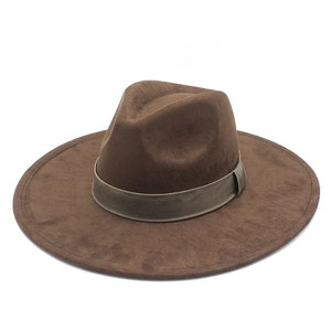 Fedora Hat Wide Brim Suede Polyester Retro British Style Panama Jazz Sun Protection Winter Warm Headwear For Women