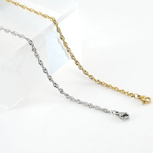 Elegant 18K gold and silver water wave chain necklaces with lobster clasp closures