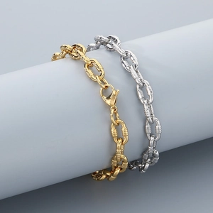 Stainless Steel Chain Bracelet Textured O-Chain Link Hip Hop Punk Style Jewelry For Men Women Lobster Clasp