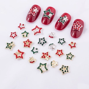 Bijoux Ongles Noël Étoile Lune Alliage Strass Décoration Künstliche Perle DIY Manucure Accessoire Paillettes Vacances