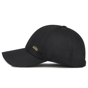Classic black business casual baseball cap with mountain sports style metal emblem