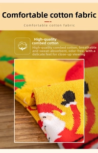 Close-up of premium combed cotton Christmas socks with festive Santa Claus pattern