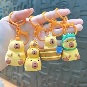 Porte-clés mignons Capybara en caoutchouc souple pour sacs et sacs à dos lot de 4