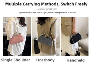 Borsa con strass tre-in-uno indossabile come clutch, a spalla e a tracolla in tre colori