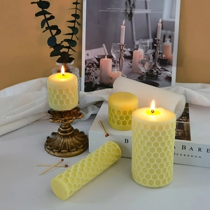 Honeycomb Candle Mold Silicone DIY Handmade Aromatherapy Wax Molds Textured Cylindrical Square Crafting Tools