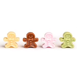 Set of four colorful gingerbread man resin figurines for DIY miniature dollhouse decor