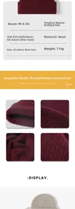 Detailed view of thick wool knit texture and size specs for winter beanie hats