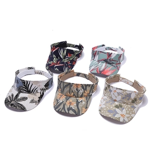 Women's Floral Print Satin Sun Visor Hat Outdoor Sport Running Breathable Adjustable Empty Top Beach Travel Sunshade Cap
