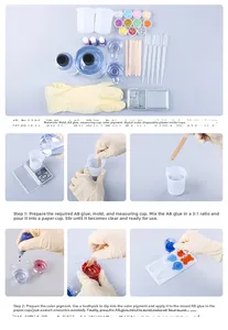 DIY pig resin mold kit with epoxy glue mixing instructions and craft accessories