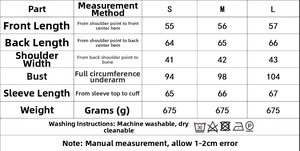 Detailed size chart for animal print jacket and skirt set with S, M, L measurements