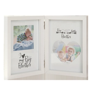 White wooden 5x7 inch double folding picture frame with modern minimalist Nordic design