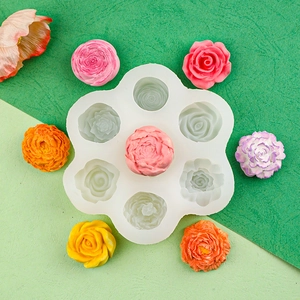 3D rose and peony flower silicone mold for DIY scented candles and plaster cake decoration