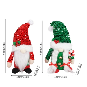 Christmas gnome dolls with sequin hats and Rudolph-themed holiday plush decorations