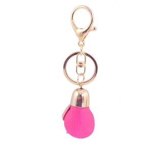 Porte-clés gant de boxe rose vif élégant avec anneau doré pour sacs de voiture