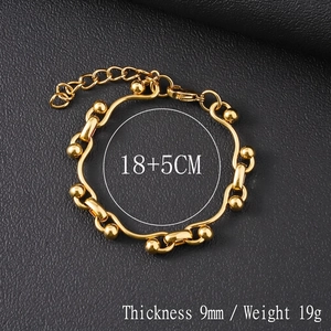 Bracelet poli en acier titane plaqué or 18 carats avec maillons cylindres et boules