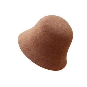 Classic brown wool bucket hat for women with minimalist design and warm winter texture