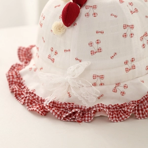 Chapeau de soleil Lolita pour bébé avec imprimé cerise et nœud pour les sorties