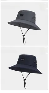 Detail of waterproof outdoor sun hat with breathable mesh and adjustable chin strap
