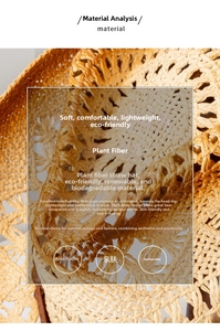 Close-up of lightweight woven plant fiber straw hat with breathable hollow patterns