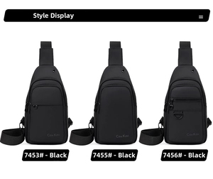 Detailed comparison of three black waterproof nylon chest bags with various pocket designs