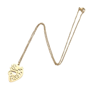 18K gold-plated hip hop necklace featuring a creative heart-shaped hollow pendant for lovers