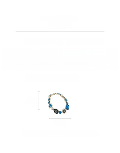 Detail of vintage teardrop pearl necklace showing dimensions and light blue crystals