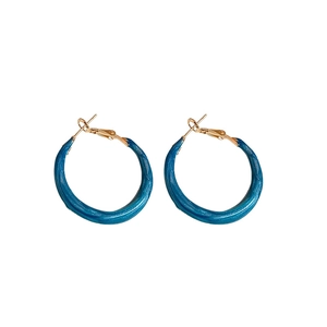 Minimalistische Klein-Blaue C-förmige Creolen mit vergoldeten Sterlingsilber-Nadeln