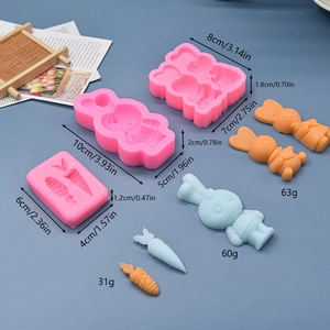 Easter Bunny Carrot Silicone Molds For Fondant Chocolate Cake Baking DIY Tools Cartoon Style Pink