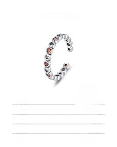 Tableau des tailles détaillé de la bague étoile en argent S925 avec pierre orange