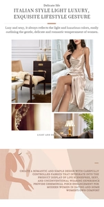 Détail de la robe nuisette en satin champagne avec fines bretelles et fente latérale