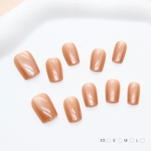 Handmade Press-On Nails Cat Eye Amber Nude Minimalist Short Square Round ABS Plastic Elegant For Women