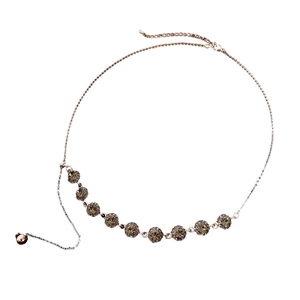 French style adjustable Y-shaped necklace with round rhinestones in a minimalist design