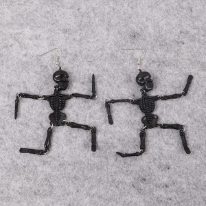 Luminous black full body skeleton jointed drop earrings for Halloween costume