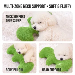 Ergonomic grass green pet neck pillow made of soft fleece for dogs and cats