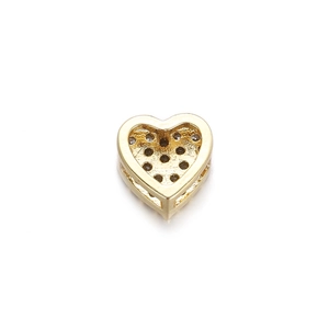 Detailed close-up of 18K gold plated heart charm with pave setting for DIY jewelry