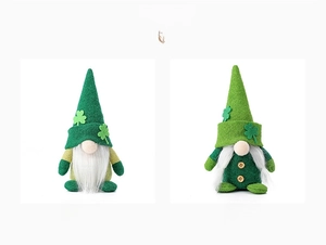 Detailed comparison of male and female St. Patrick's Day gnomes with shamrock hats